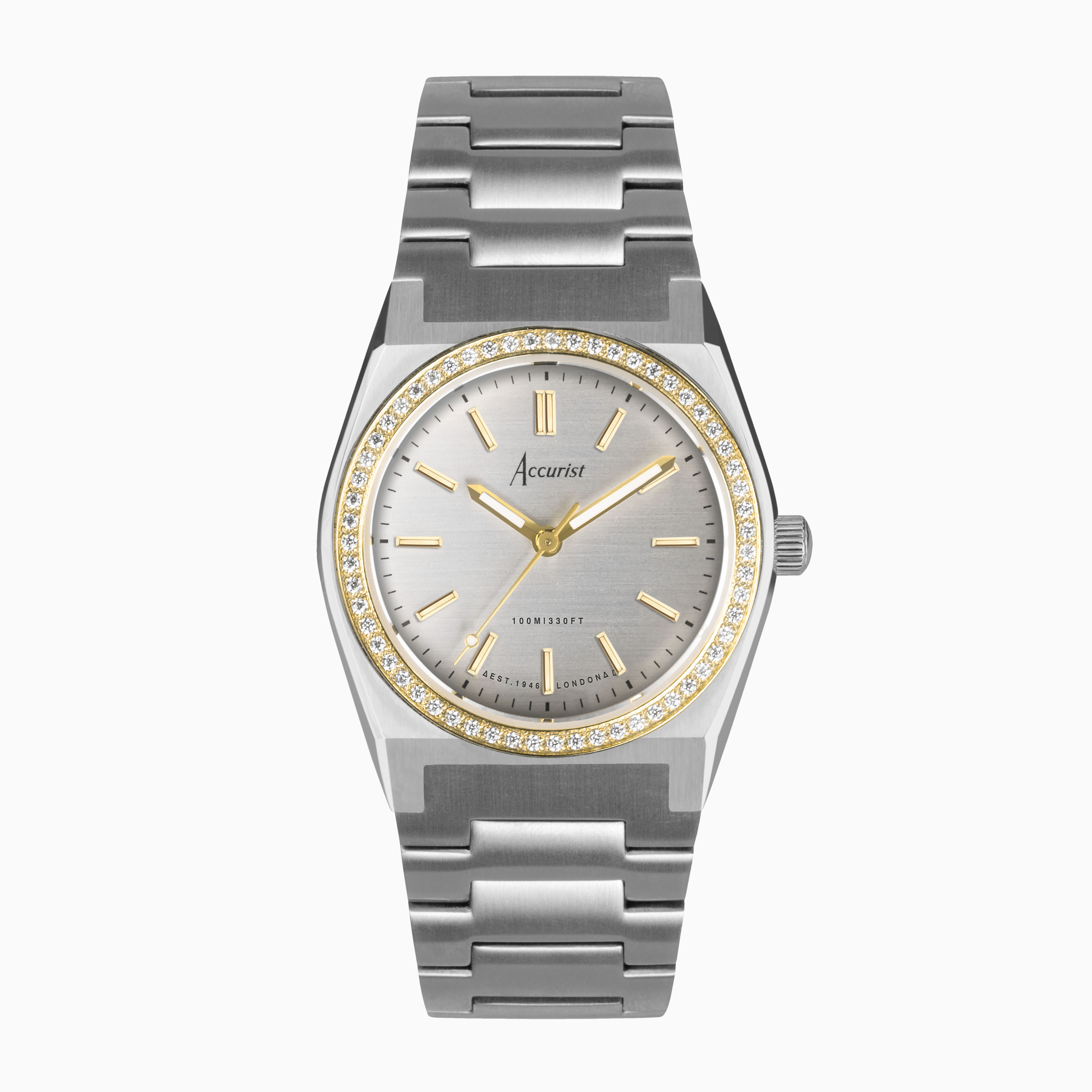 Accurist Ladies Dress Watch (78000) - Round | Stainless Steel Bracelet |  Green Dial | Jewellery Collection | Accurist